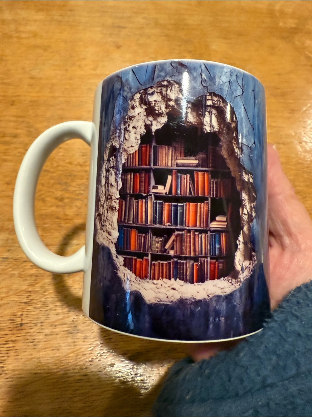 NEW 3D Illusion bookshelf ceramic coffee mug